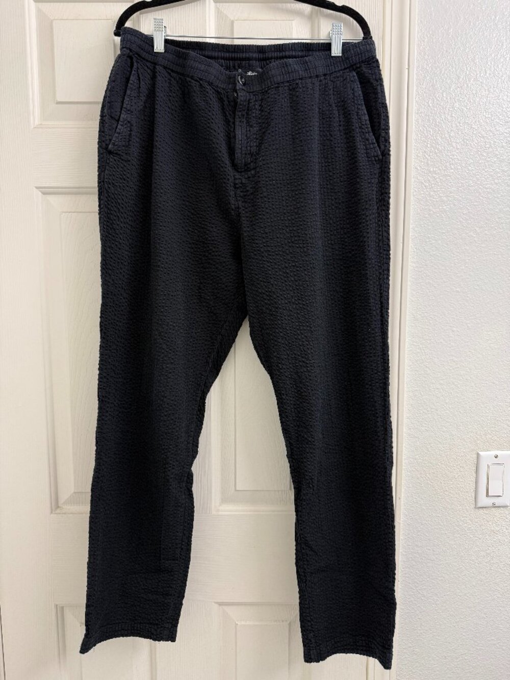 Stussy Black Textured Seersucker Pants Size XL Streetwear